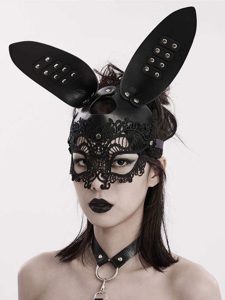 1. Made of faux leather and lace 2. Sexy and cute style 3. 3D rabbit ears shape and lace stitching around the eyes 4. Double-layer straps for convenience Size Free Size Mask Height 35 Mask Width 22 Headband Rubber Loop Strap 35 Ears Shape, 3d Rabbit, Bunny Mask, Cosplay Cute, Lace Mask, Gothic Corset, Gothic Accessories, Punk Rave, Vintage Gothic