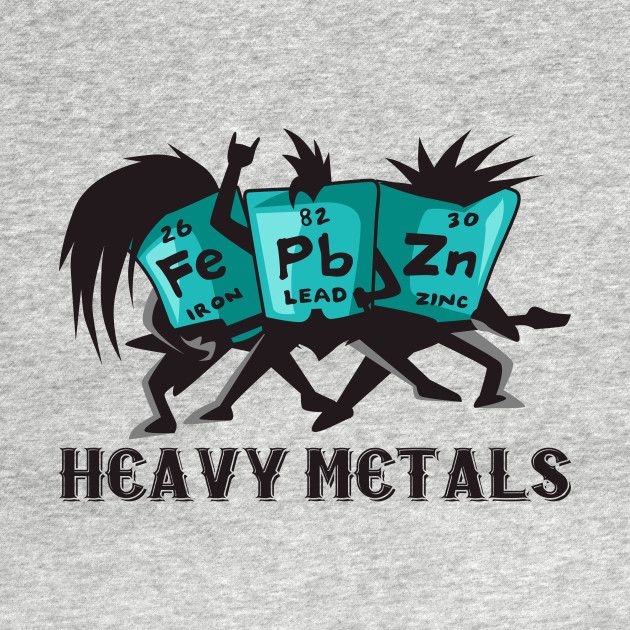 the logo for heavy metals is shown on a gray t - shirt with black lettering