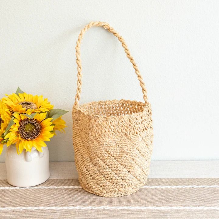 Elena Handbags Summer Fashion Raffia Basket Bag Eco-friendly Jute Summer Bag, Bohemian Natural Bucket Bag For Summer, Handwoven Natural Bucket Bag For Beach Season, Beige Bucket Bag For Picnic, Natural Handwoven Bucket Bag For Beach Season, Daily Use Woven Bucket Bag For Vacation, Eco-friendly Beige Shoulder Bag For Picnic, Natural Beach Bag For Daily Summer Use, Natural Color Beach Bag For Daily Summer Use