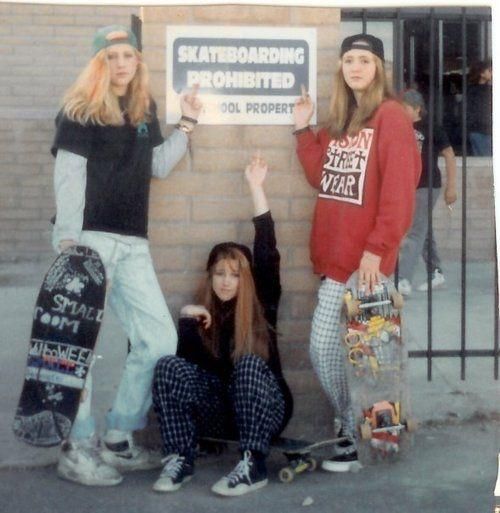 Skateboarding Prohibited 1988 90s Skater Girl, Skate Wallpaper, Skate Logo, Skater Girl Outfits Grunge, Skater Girl Aesthetic, 1990 Style, Skater Girl Style, Skater Vibes, Skater Outfits