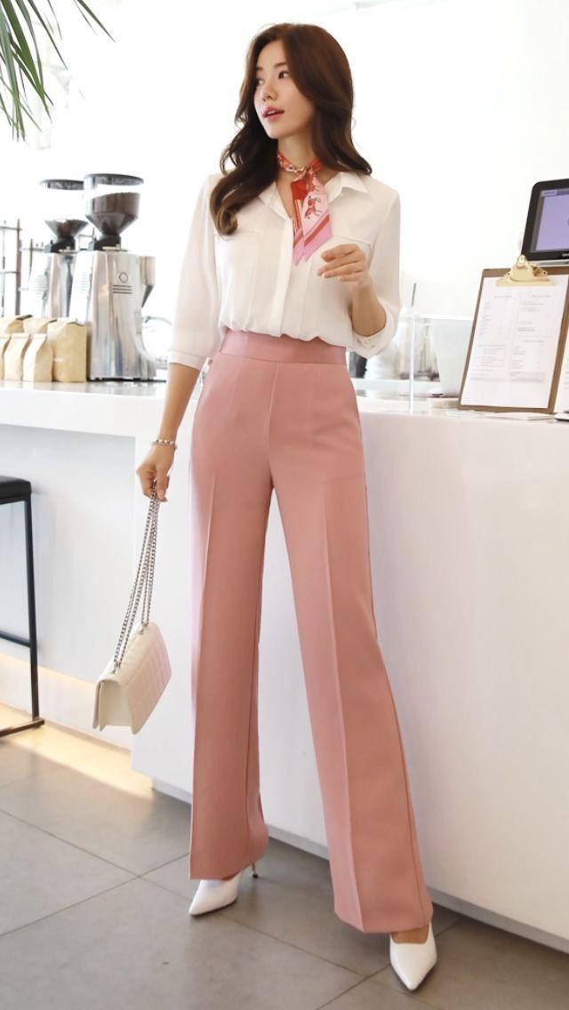 Boss Lady Attire, Formal Pastel Outfits For Women, Korean Formal Wear Women, Boss Lady Outfit Casual, Korean Boss Lady Outfit, Semi Formal Tops For Women, Ceo Looks For Women, Ladies Work Outfits Office Wear, Boss Lady Outfit Classy Fashion