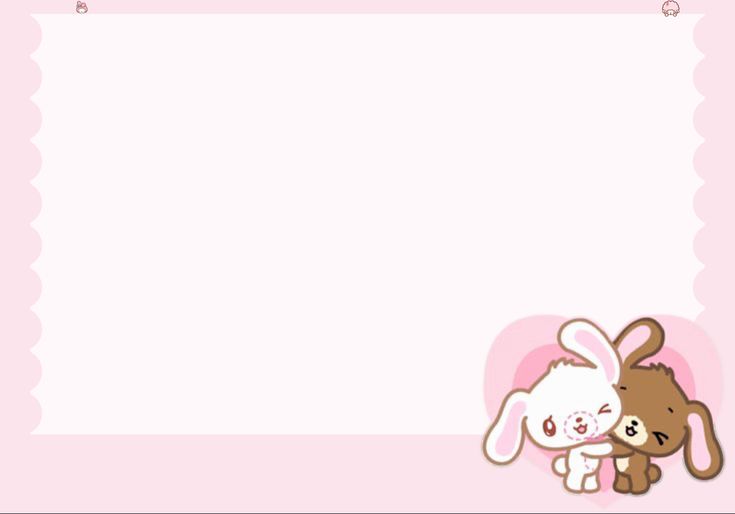 a pink frame with a cartoon bunny hugging a teddy bear