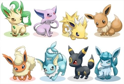 the pokemon characters are all different colors and sizes