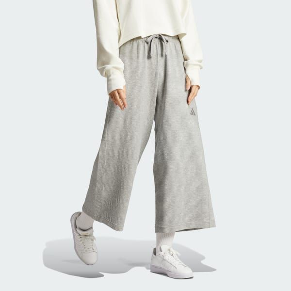 adidas ALL SZN Rib 7/8-Length Wide Leg Pants - Grey | Free Shipping with adiClub | adidas US Adidas Online, Leg Pants, Wide Leg Pants, Wide Leg, Online Shop, Adidas, Grey, Free Shipping, Pants