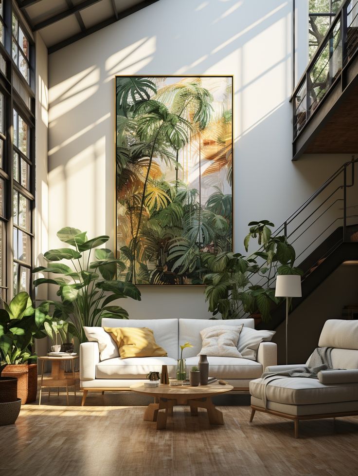 Escaping the city hustle to my private jungle loft. What do you think about the background image? 🌴🏢 
.
.
.
.
.
.
#JungleEscape #CityRetreat #UrbanGreenery #LoftLife #PlantSanctuary #PlantHaven #PlantParadise #NatureInside #UrbanJungle #LoftVibes #Plantiez Modern Jungle House Interiors, Jungle Style Interior, Tropical Interior Design Living Rooms, Jungle Interior Design, Jungle Living Room, Best Bathrooms, Home Interior Design Living Room, Jungle Home, Tropical Living Room