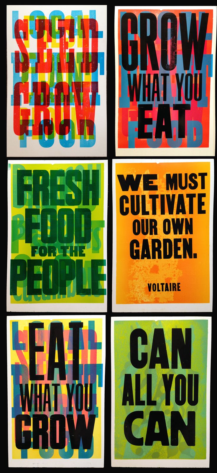 four different types of posters with the words eat what you can grow and how do you eat?