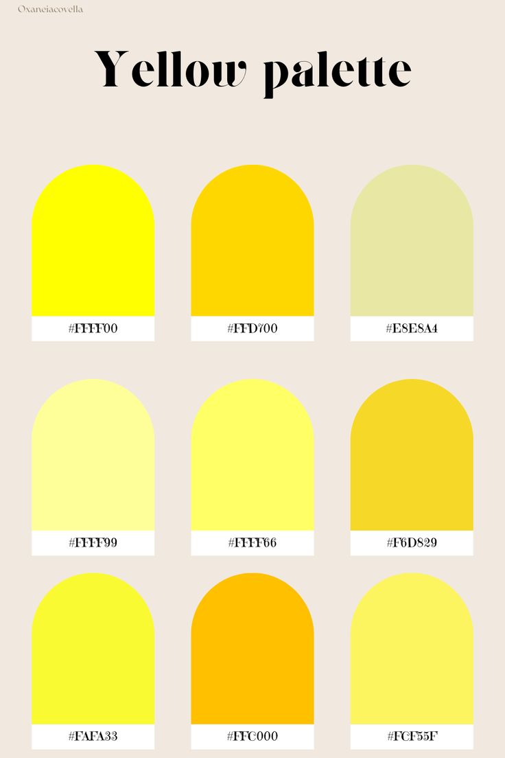 the color chart for yellow palettes