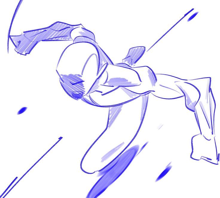 a drawing of a man flying through the air