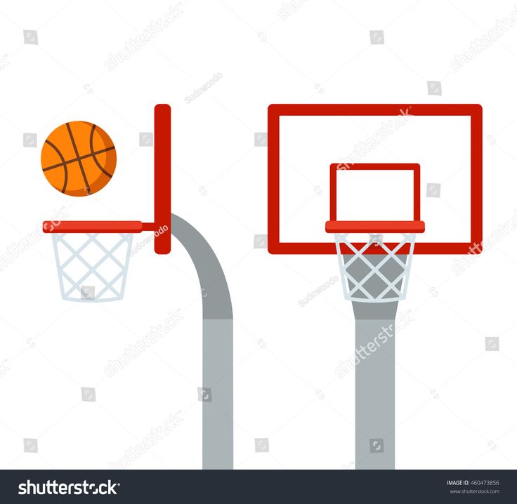 basketball hoop and ball on white background