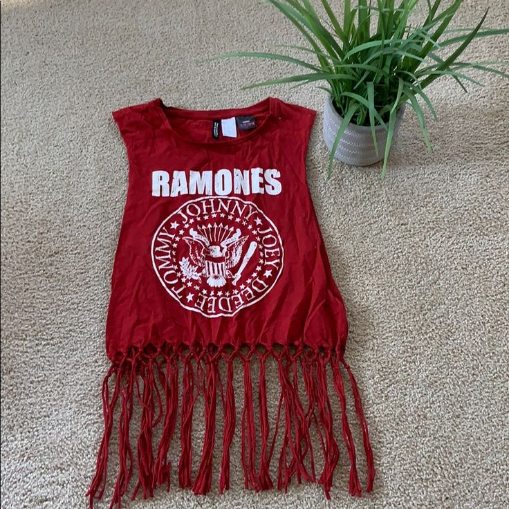 H&M Ramones Cropped Tank! New Without Tags! H&m Red Tops For Summer, Trendy Red Top For Festival, H&m Red Spring Tops, H&m Red Tops For Spring, Red H&m Tops For Spring, Ramones, Crop Tank, H&m, Womens Tops