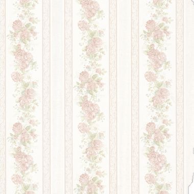 a wallpaper with pink flowers and stripes on the side, as well as a white background