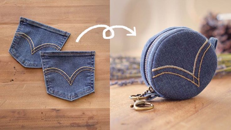 an image of a pair of jeans that have been sewn into small purses