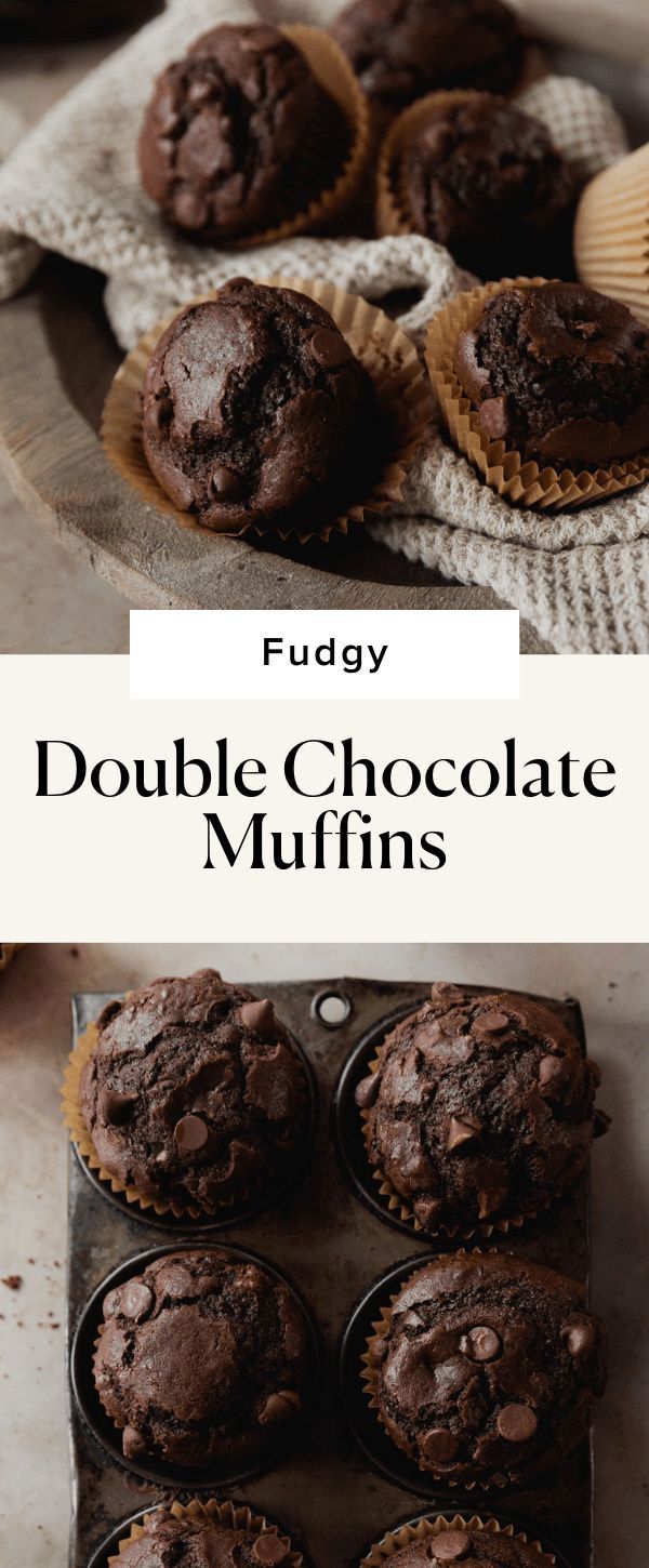 some chocolate muffins sitting on top of a table next to a cupcake