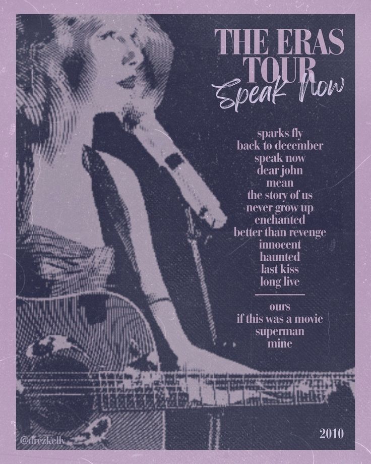 an advertisement for the eras tour with a woman playing guitar