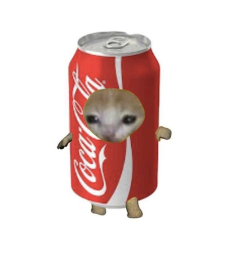 an image of a small animal that is in a coca - cola can with its head sticking out