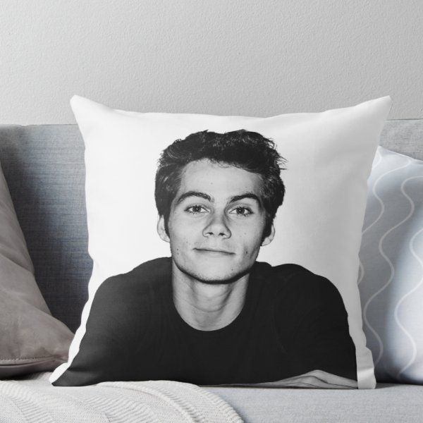 a black and white photo of a man's face on a pillow throw pillow