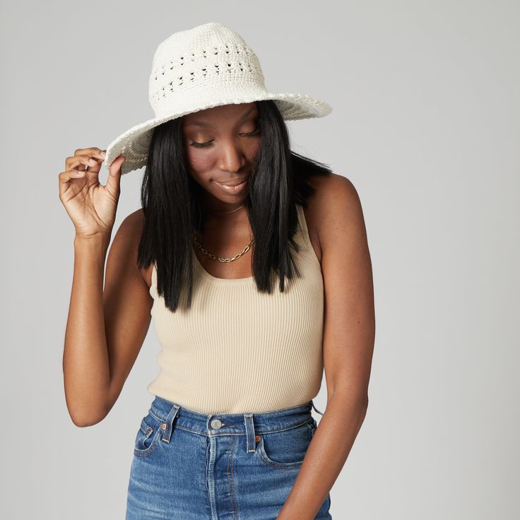 The sister to our handmade original cotton crochet, this hat features a beautifully scalloped edge paired with our signature crocheted style. With its easily storable design and great sun protection, this hat is perfect for any occasion! Features: Packable 4" brim Hat size: 57cm One size 100% cotton UPF 50 Adjustable Cotton Yarn Hats, Brimmed Crochet Hat In Cotton Yarn, Fitted Crochet Hat For Spring, Casual Brimmed Crochet Hat With Upf 50+, Casual Crochet Hat With Upf 50+ And Brimmed Shape, Casual Crochet Hat With Upf 50+ For Spring, Beach Crochet Yarn Top, Knitted Cotton Yarn Sun Hat For Spring, Fitted Crochet Hat For Summer Beach