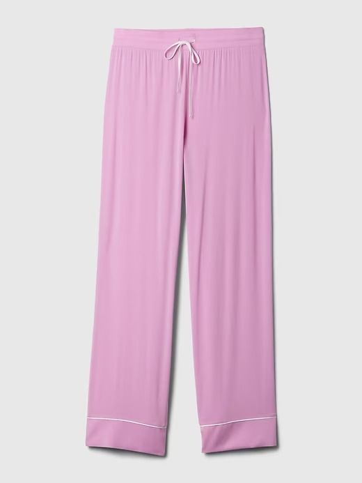 Modal Pajama Pants | Gap Soft Cotton Sleep Bottoms, Soft Sleepwear Long Pants For Relaxation, Soft Texture Relaxed Fit Sleep Bottoms, Relaxed Fit Sleep Bottoms With Soft Texture, Relaxed Fit Bottoms For Sleep With Soft Texture, Comfortable Solid Color Bottoms For Pajama Party, Comfortable Solid Bottoms For Pajama Party, Comfortable Solid Color Wide Leg Sleepwear, Comfortable Soft Solid Color Pants