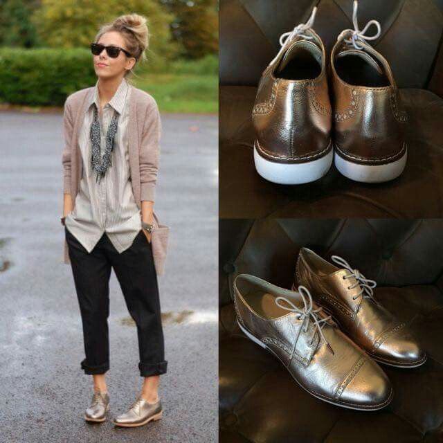 Golden Shoes Outfit, Gold Loafers Outfit, Brogues Outfit, Metallic Shoes Outfit, Loafers Women Outfit, Flat Shoes Outfit, Oxfords Outfit, Silver Loafers, Pijamas Women