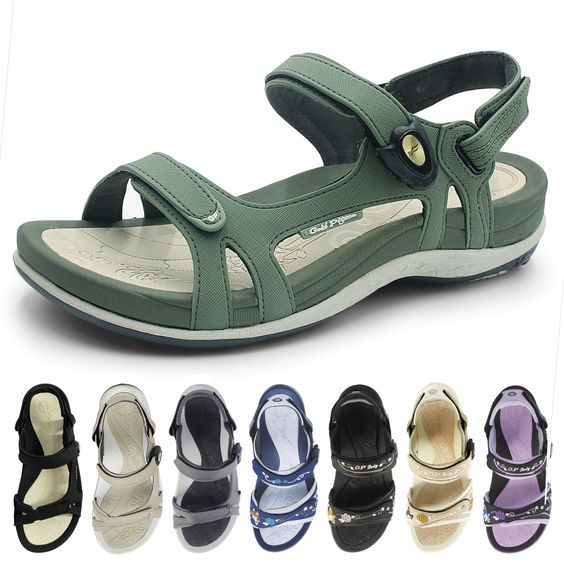 PRICES MAY VARY. Ergonomic sole provides cushioning & flexibility with support. Contoured bedding for lite arch support. Shock-absorbing. Strap Sandals: Easy on/off SNAP LOCK magnetic closure, stainless steel coated, rustproof, safe & secure. Adjustable toe, arch & heel straps for best fit & comfort. Convertible heel strap to wear as slide sandals. Slip-on Slides:: Adjustable straps. Great for outdoor activities or wear as indoor slippers Waterproof. Quick Dry. Machine washable. BPA free. Slip-r Best Walking Sandals, Comfortable Leather Sandals, Shoe Image, Water Sandals, Snap Lock, Walking Sandals, Slides Sandals, Cute Sandals, Sport Sandals