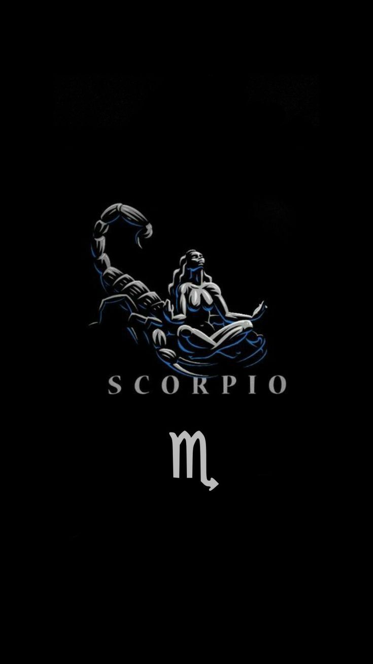 the scorpio zodiac sign on a black background