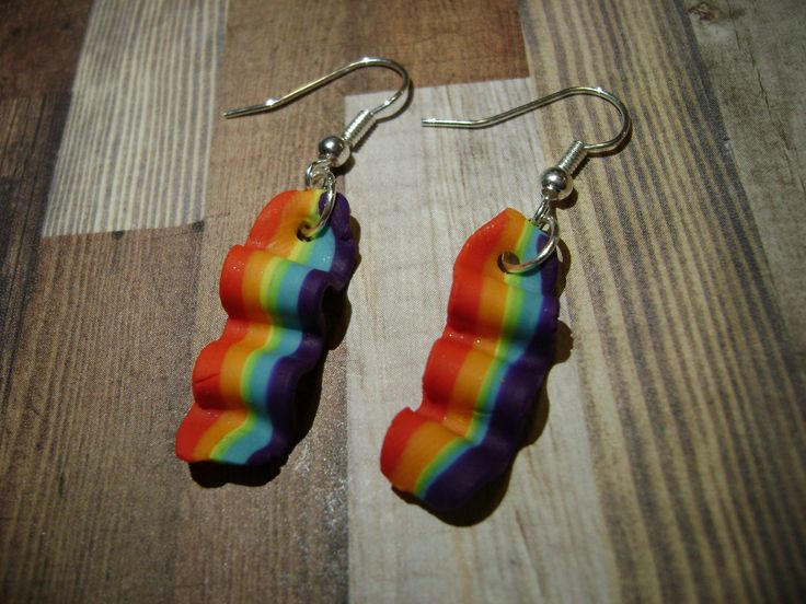 Rainbow Bacon Earrings Bacon measures approximately between 1.5cm to 2.25cm Materials: ▫ Polymer Clay ▫ Hypoallergenic Hanging Earring Hook Each bacon is handmade by me, so you may receive a pair of earrings that are slightly different from the ones pictured in the listing. As they are all made by hand all are similar but no two pairs will ever be the same! I can also do custom orders. Please feel free to send me a message with any questions or ideas! Thanks for checking out my shop! Rainbow Hypoallergenic Earrings As Gift, Rainbow Polymer Clay Jewelry For Gifts, Rainbow Single Earring As Gift, Single Rainbow Earring For Gift, Adjustable Rainbow Earrings As Gift, Rainbow Nickel-free Earrings For Gifts, Nickel-free Rainbow Earrings Gift, Nickel-free Rainbow Earrings For Gift, Turtle Ice Cream