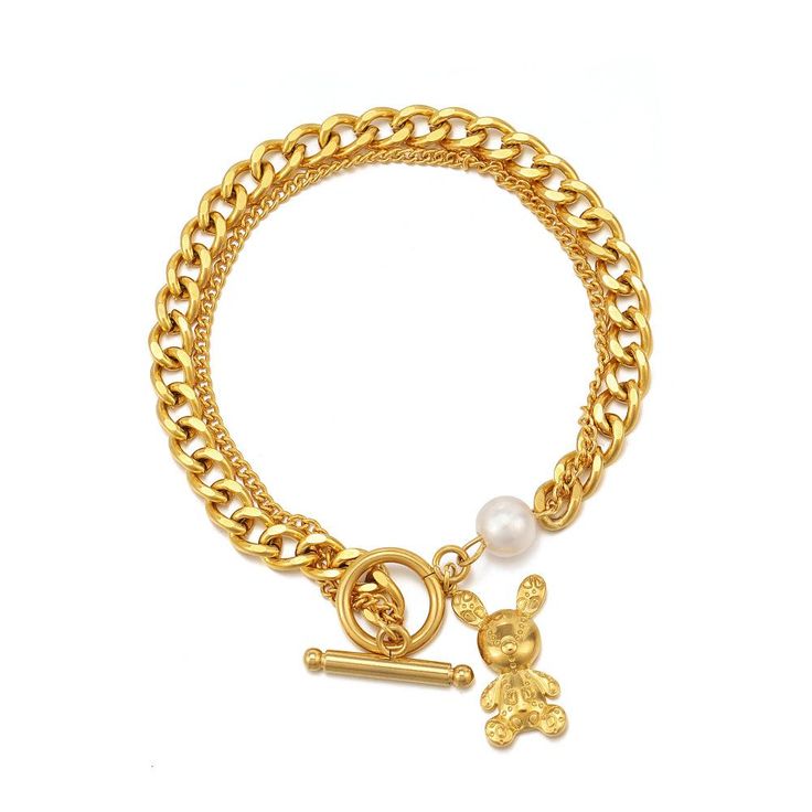 Product name: Double Layer Bear Bracelet Material: Stainless Steel Size: 200mm Packaging: gift box Color: gold Product weight: 17g Remarks Statement: We use vacuum furnace electroplating for color plating, and the material is also selected 316 titanium steel, no discoloration, no rust, no allergy, no black, wear-resistant, green and environmental protection Gold-tone Plated Bracelets As Gift, Gold-tone Plated Bracelet As Gift, Gold Charm Bracelet Tarnish Resistant For Gift, Gold Metal Charm Bracelet With Chain, Gold Metal Bracelets As Gift, Gold Chain Bracelet With Lobster Clasp As Gift, Matte Gold-plated Bracelet As A Gift, Matte Gold Plated Bracelet As Gift, Gold Bracelet As Gift