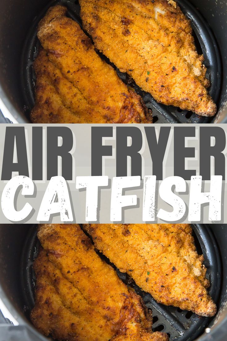 two air fryers with chicken in them and the words air fryer catfish