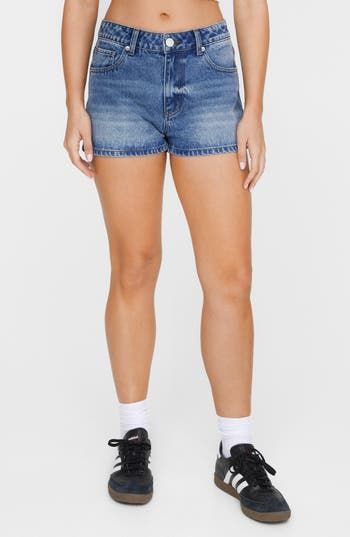 An ultrashort silhouette elevates the sunny-weather charm of these shorts made from sturdy nonstretch denim. Exclusive retailer 1" inseam; 25" leg opening; 11" front rise; 15" back rise (size 8) Zip fly with button closure Five-pocket style 100% cotton Machine wash, line dry Imported Casual Stretch Cutoff Jean Shorts, High Rise Stretch Jean Shorts In Light Wash, Medium Wash Short Leg Denim Bottoms, Dark Wash Jean Shorts With Built-in Shorts, Stretch Jean Shorts With Frayed Hem In Medium Wash, Mid-rise Light Wash Jean Shorts, Stretch Cotton Cutoff Jean Shorts, Stretch Cutoff Light Wash Jean Shorts, Light Wash Stretch Cutoff Jean Shorts