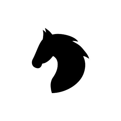 the silhouette of a horse's head on a white background