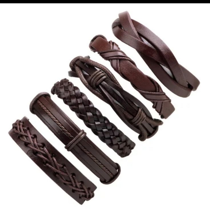 6 Bracelets Adjustable And Aged Leather Brand New In Package Always Like And Make Offers! Comment Too Please! Leather Friendship Bracelet, Cheap Bracelets, Leather Bangle, Brown Leather Bracelet, Black Leather Bracelet, Braided Leather Bracelet, Mens Leather Bracelet, Leather Bracelets, Men Jewelry