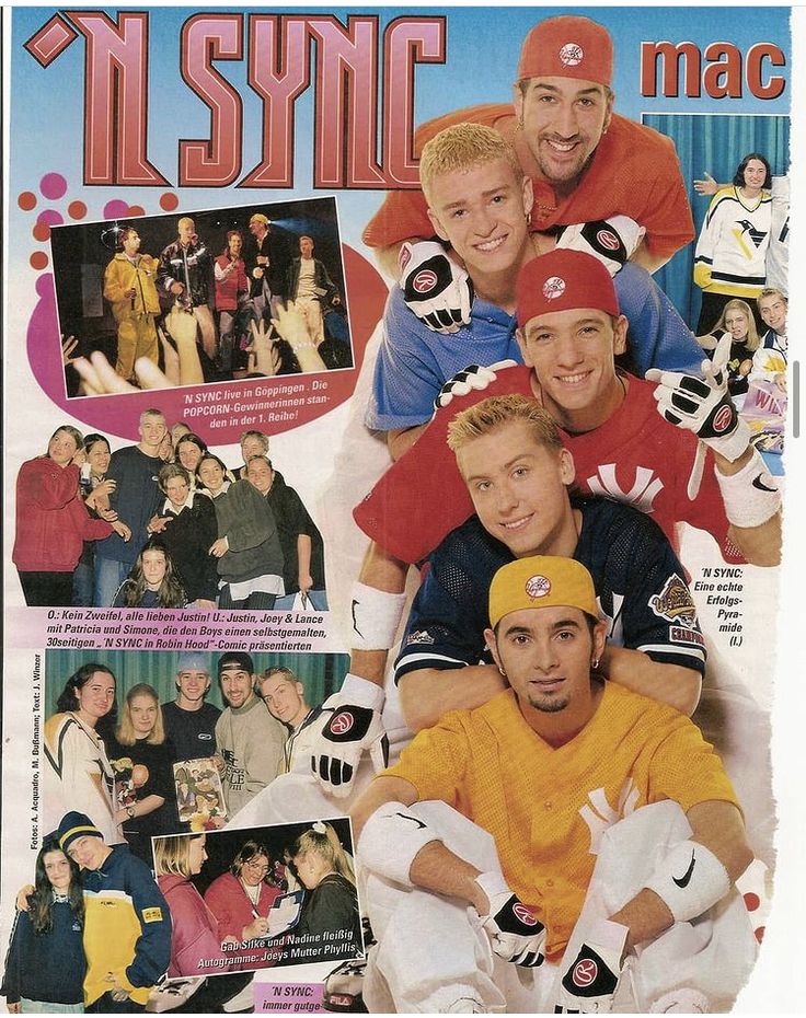 an advertisement for the tv show'n sync magazine featuring two men and one woman