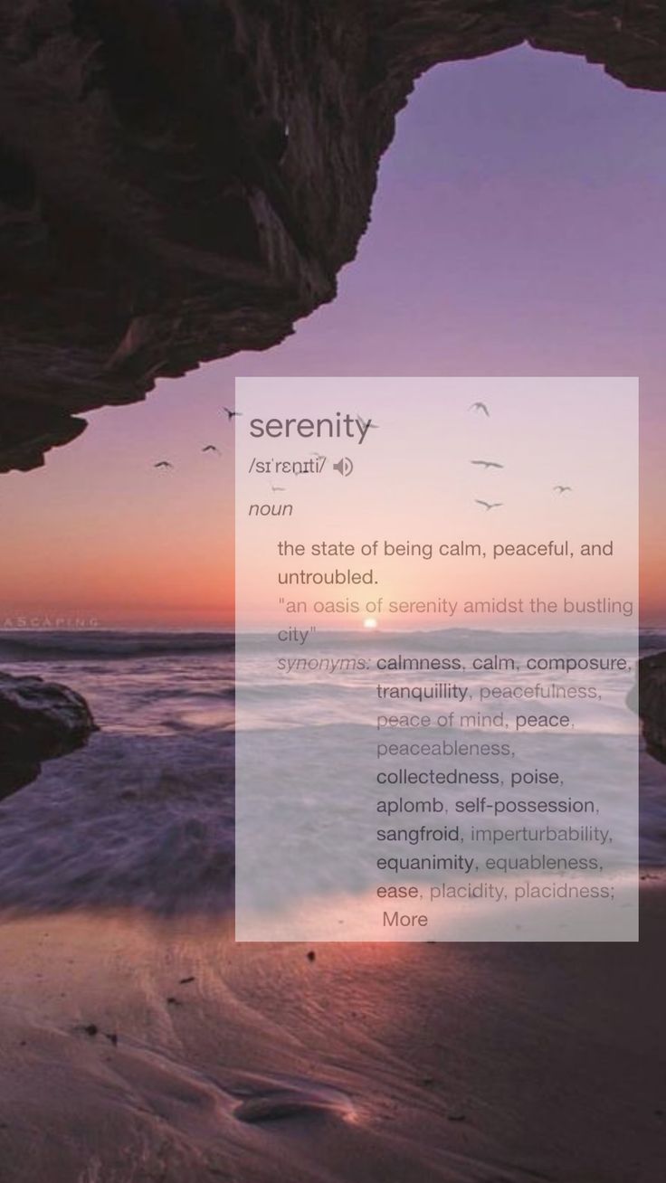 an image of a beach with the words serenity on it