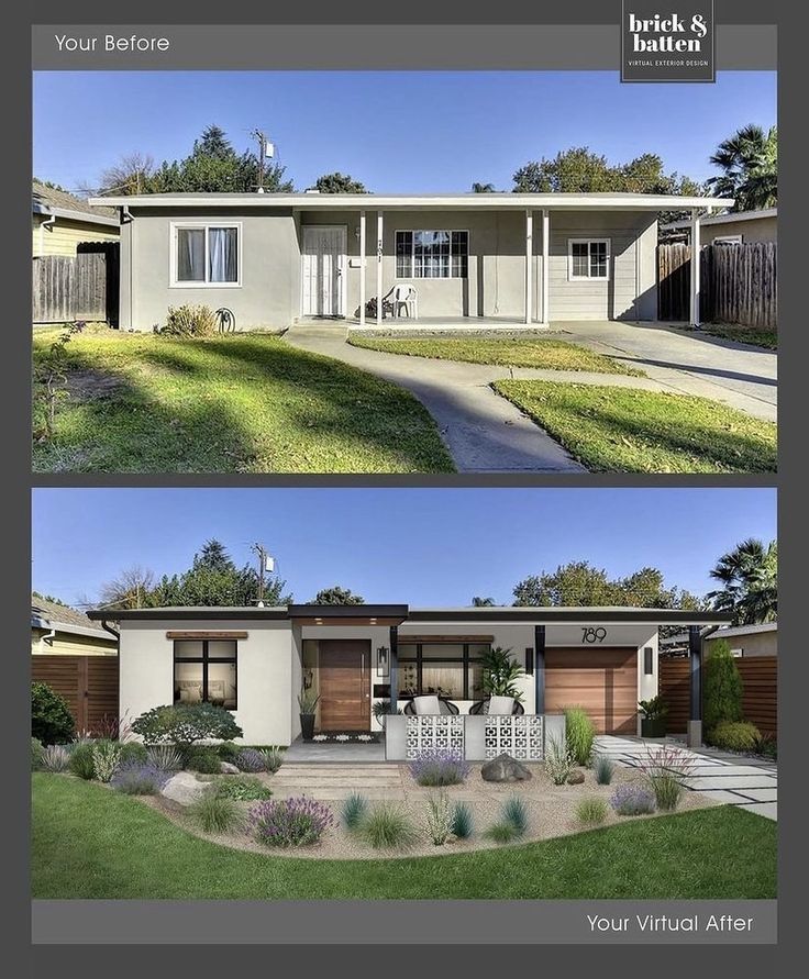 before and after photos of a house in the suburbs