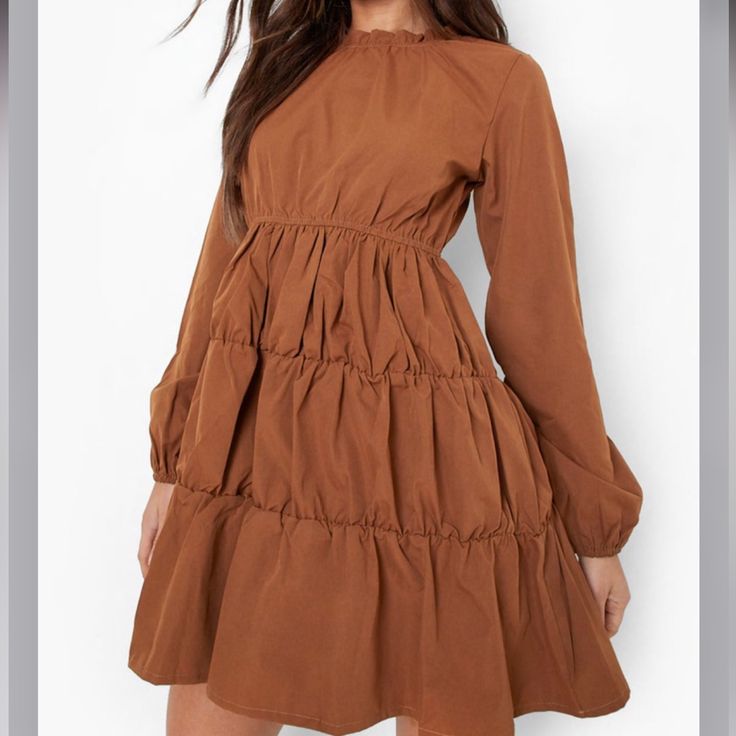 Nwt14brown Sugar Babe Smocked Dress Such A Chic & Classy Dress Figure Flattering Cut! Flowy & Boho Chic Vibes! Minimalist Touch! Handpicked With Love Nwt #Posh4chemo @2chicboutique Twice Chic Boutique Posh Ambassadors Since 2017 Bundle 2+ Save The Most #Curvystyles #Curvyfashion #Ownyourbeauty #2chic4chemo #Twicechicboutique Brown Ruched Long Sleeve Mini Dress, Brown Long Sleeve Dress With Ruffle Hem, Spring Fitted Brown Smocked Dress, Brown Fitted Smocked Dress With Smocked Back, Fitted Brown Smocked Dress For Spring, Fitted Brown Smocked Dress With Smocked Back, Casual Brown Smocked Back Dress, Fitted Brown Smocked Dress With Ruffles, Casual Brown Smocked Dress