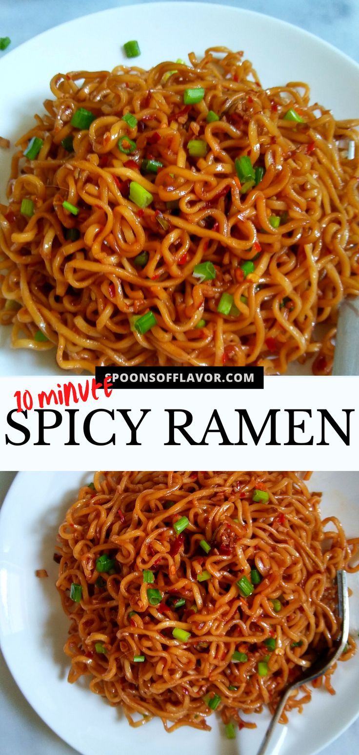 Spicy ramen served on a white plate Unusual Dinner Ideas Recipes, Ramon Noodles Recipes, Ramen Dinner Recipes, Top Ramen Recipes, Ramen Noodle Recipes Easy, Spicy Ramen Noodles, Ramen Dinner, Ramen Recipes Easy, Easy Ramen