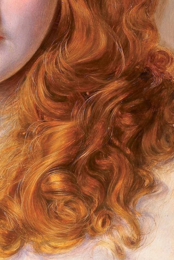 a painting of a woman with long red hair