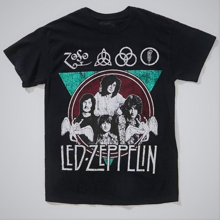 Black T-Shirt Featuring Front Vintage Style Photo, Symbols And Logo Of Led Zeppelin, Short Sleeves, And A Crew Neck. 100% Heavy Cotton. Shirt Which Is Marked As M/L Will Fit Size L While Shirt Marked As S/M Will Fit Size M. Item Condition: New With Tag. Size Pit To Pit Neck To Bottom (On The Back) S/M 19.5" 28" M/L 21.5" 29" Band Logo Graphic Tee With Short Sleeves, Black Short Sleeve Tops With Band Logo, Black Short Sleeve Top With Band Logo, Band Merch Tops With Band Logo, Short Sleeve, Band Merch Short Sleeve Tops With Band Logo, Black Punk Band Logo Top, Black Punk Band Logo Tops, Band Merch Top With Band Logo And Short Sleeves, Black Band Logo Tops For Concert