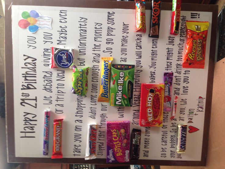 a bulletin board with candy bars on it