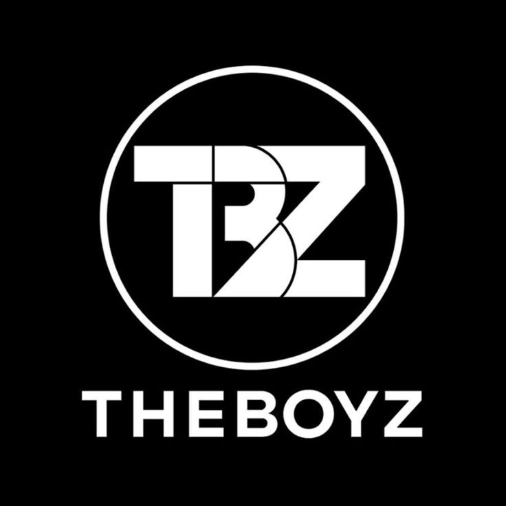 the boyz logo on a black background with white letters and a circle in the middle