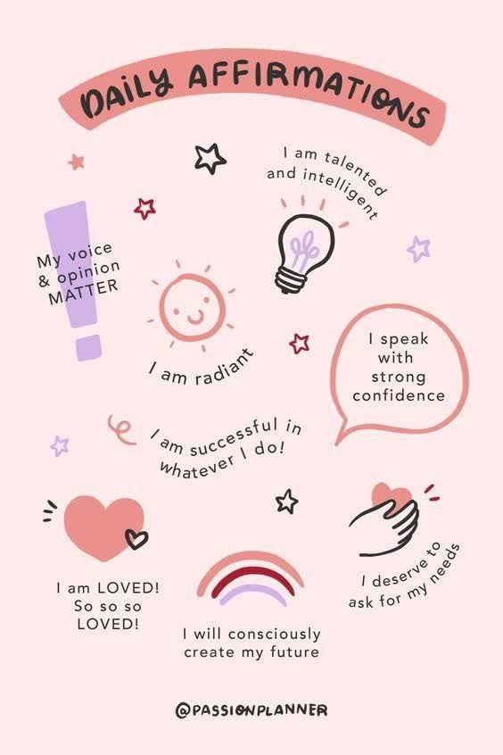 the daily affirmations poster is shown in pink