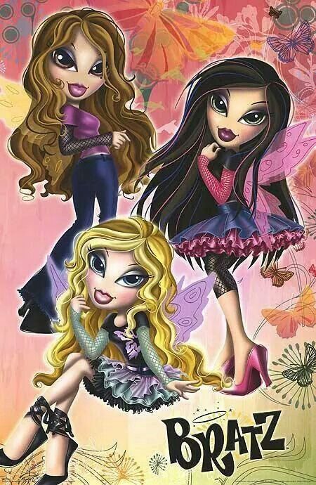 two cartoon girls with long hair and one is wearing high heels