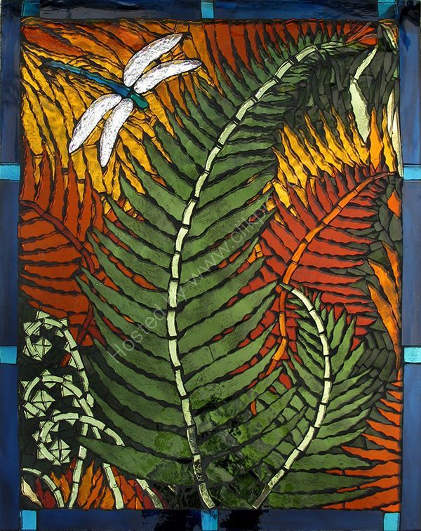 an image of a painting with leaves on it