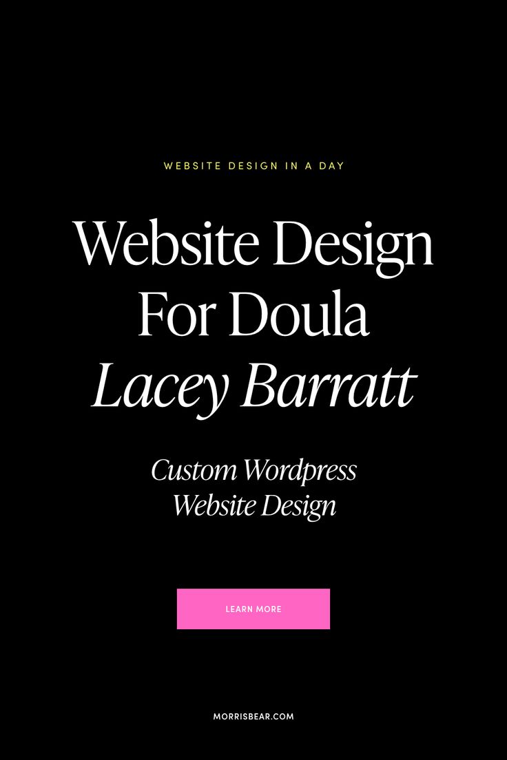 the website design for doula lacey barratt is shown in black and pink