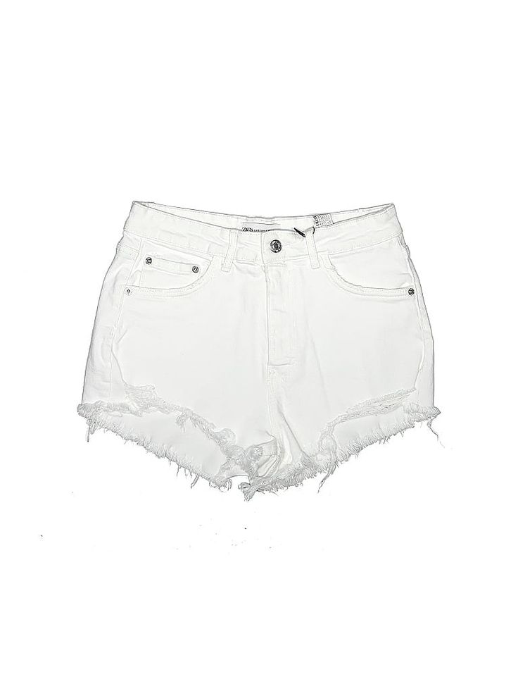 Zara Denim Shorts Size: 6 Bottoms - new. 2% Elastane, 98% Cotton | Zara Denim Shorts: White Bottoms - Size 6 White Ripped Jeans, White Bottoms, White Jean Shorts, White Denim Shorts, Zara White, Shorts White, White Denim, Dream Wardrobe, Jean Shorts