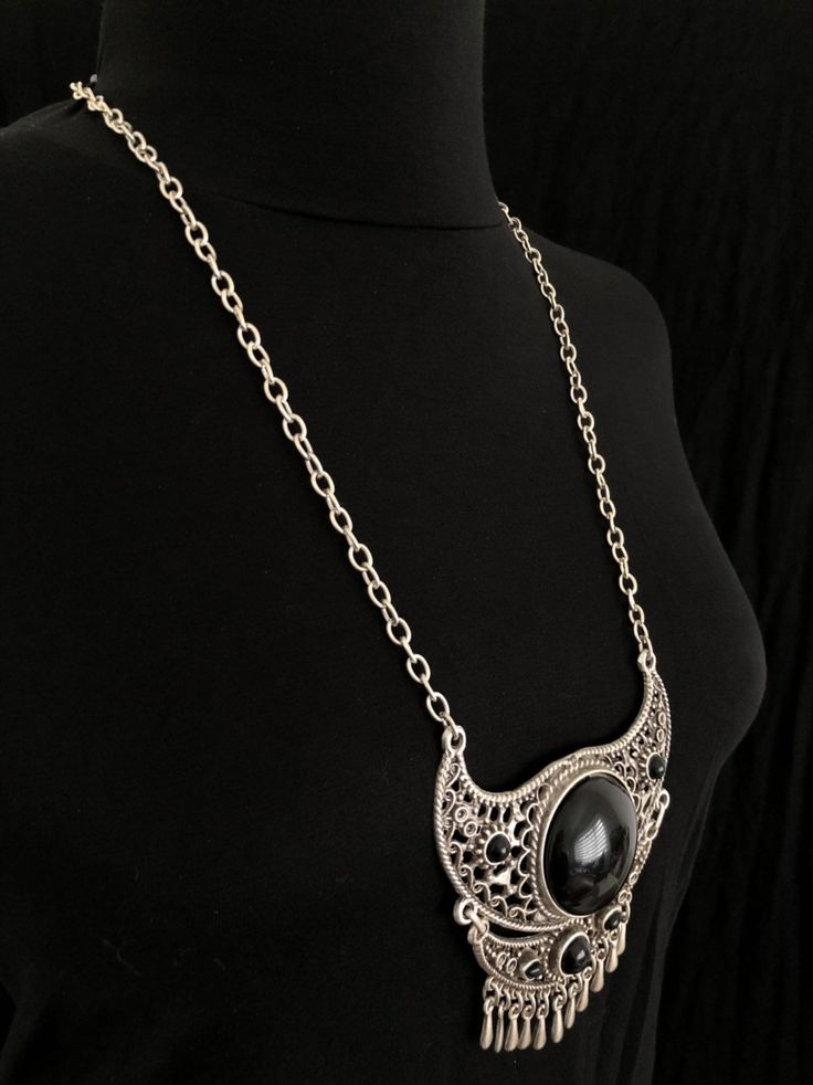 This gorgeous tribal, ottoman, bohemian style necklace is nickel and lead free. Ethnic necklace sterling silver plated with an oxidized mat finish. length is Adjustable. Made in Turkey. Shipping to the world by UPS, DHL, FEDEX After received payment, we will send within 3 working day. Please feel free to ask us if you have any questions! code: 002450 Bohemian Silver Metal Chain Necklace, Bohemian Metal Bib Necklace As A Gift, Bohemian Metal Bib Necklace As Gift, Metal Bohemian Bib Necklace As A Gift, Bohemian Style Metal Bib Necklace As Gift, Bohemian Metal Bib Necklace, Festival Silver Necklace With Jewels, Bohemian Necklace With Intricate Design For Festival, Bohemian Long Necklace With Intricate Design