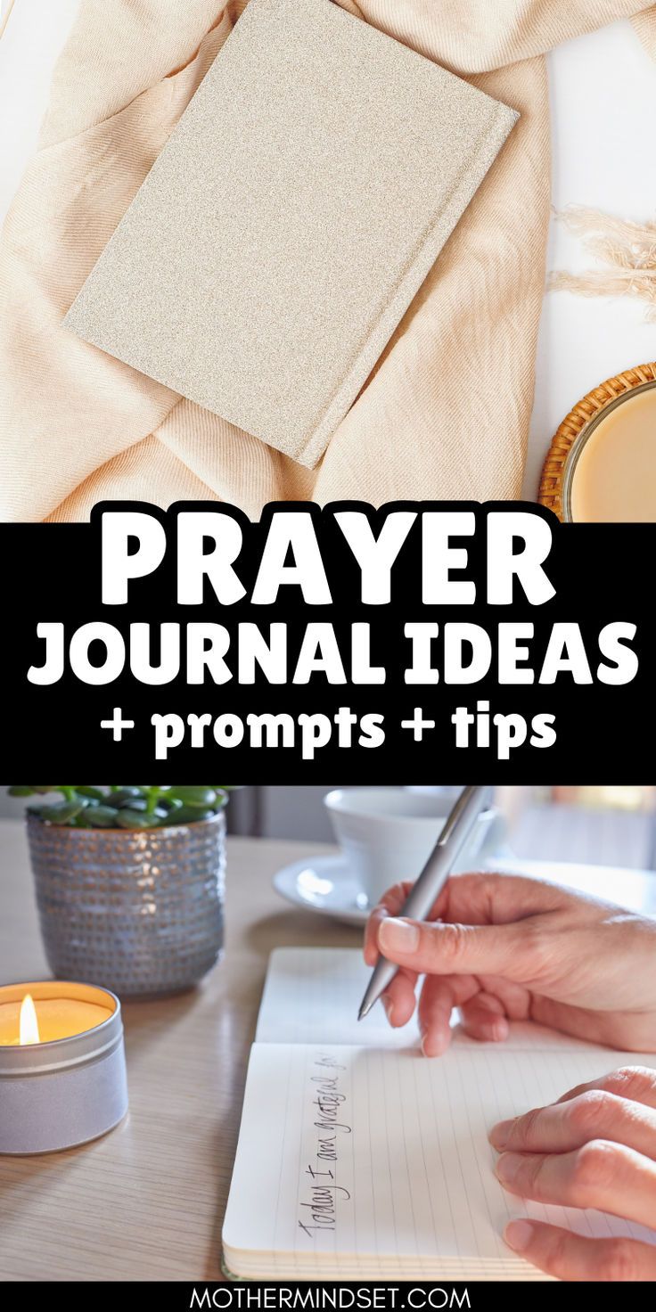 a person writing on a piece of paper with the words prayer journal ideas and tips