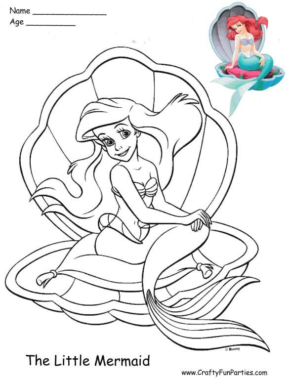 the little mermaid coloring page for kids