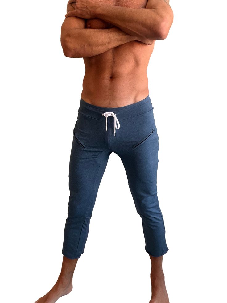 Our brand NEW "4/5 length" Capri Yoga Pant with Zippered front pockets is officially my favorite product!! 100% Made in Los Angeles, California! Our fitted, thick, performance-premium durable Modal fabric (super soft Birch tree fiber) Yoga "capri" pant is ideal for any climate & will be your favorite look! Perfect as you transition through the day.... & personally, they are now my favorite "go to" item for taking on the gym, the yoga mat, and everything else! Perfect 4 Yoga, pilates, hiking, cli Functional Gym Pants With Hip Pockets, Blue Stretch Bottoms With Functional Pockets, Midweight Blue Sports Bottoms, Gym Capri Bottoms With 4-way Stretch, Gym Bottoms With 4-way Stretch In Capri Length, Gym Capri-length Bottoms With 4-way Stretch, Casual Yoga Pants With Functional Pockets, 4-way Stretch Capri Bottoms For Gym, 4-way Stretch Capri Length Bottoms For Gym