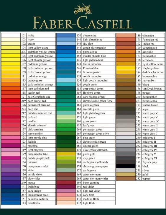 the color chart for faber castelli